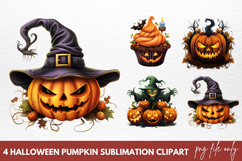 Watercolor Halloween Pumpkin Sublimation Clipart Product Image 1
