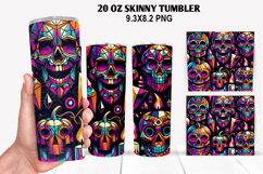 Skulls Skinny Tumbler 20oz Wrap Design, Halloween Tumbler Product Image 1