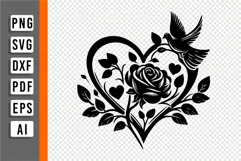 Love Heart Rose SVG, Floral Heart SVG, Wedding SVG Product Image 2