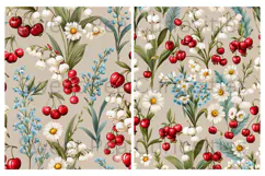 Fruit, Cherries, lily of the valley, floral, Junk Journal Product Image 2