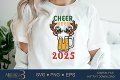 Cheers Beer 2025 SVG for Christmas and New Year's, Festive H Product Image 2