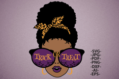 Trick or Treat Afro Woman with Leopard Bandana Sunglasses Product Image 2