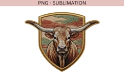 Longhorn Bull Embroidery PNG | Western Cow Skull Style Patch Product Image 2