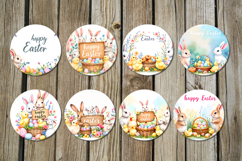 Watercolor Easter | Spring Round Earring Sublimation designs Product Image 2