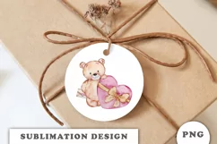 Watercolor Valentine's Day Teddy Bear PNG Product Image 2