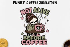 Funny Coffee Skeleton PNG Spooky Halloween Design Product Image 1