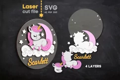 Unicorn Baby Name Sign SVG Laser cut file for Glowforge Product Image 2