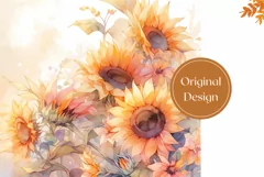Sunflowers Tumbler Sublimation, Watercolor Sunlowers PNG Product Image 2