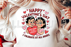 Funny Valentines Day Couple Illustration With Heart And Product Image 2