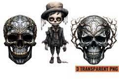 Watercolor Vintage Creepy Halloween sublimation , PNG Product Image 1