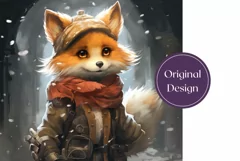 Winter Fox Tumbler Wrap Design, Steampunk Tumbler Template Product Image 2