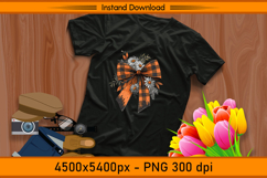 Halloween Buffalo Plaid Bow with Flowers PNG Product Image 2