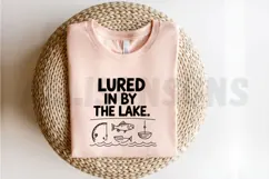 Lured In By The Lake Black And White Fishing Design Product Image 2