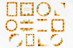 Sunflowers frame, Watercolor Sunflower Wreath png Product Image 2
