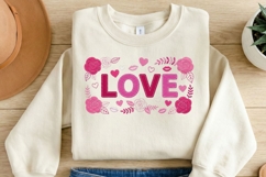 LOVE Floral Valentine PNG, Rose Valentine Shirt Design, Pink Product Image 3