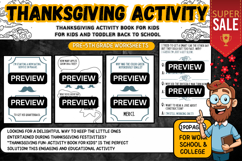 Thanksgiving Activity Book1&amp; Worksheets for Kids Product Image 2
