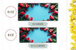Spring Flowers Mug Wrap, Tulips Sublimation Mug Design Product Image 2