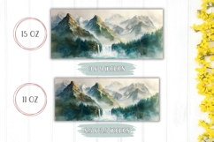 Watercolor Mountains Mug Design, Waterfall Mug Sublimation Product Image 2