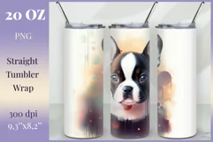 Watercolor Dog Sublimation Tumbler Wrap | 20 oz Straight Png Product Image 1