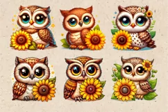 Cute Owl & Sunflowers. Sublimation design PNG Product Image 2