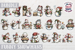 Funny Christmas Snowman Clipart Bundle Sublimation 50 PNG Product Image 3