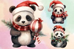 Panda Christmas Sublimation Clipart, Panda Christmas Clipart Product Image 3