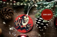 Creepy Santa Ornament, Santa Claus Round Ornament Design Product Image 2