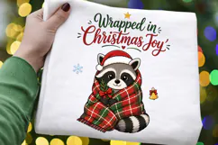 Cute Christmas Raccoon PNG, Wrapped in Christmas Joy Product Image 2