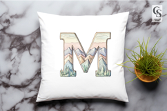 Mountain Landscape Letter M Alphabet Clipart Sublimation PNG Product Image 3