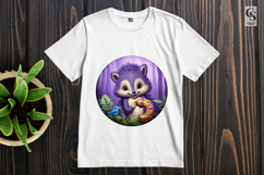 Purple Hedgehog Forest Clipart Sublimation PNG Product Image 2