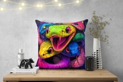 Neon Snakes Pillowcase, Cartoon Snake Pillow Case Product Image 2