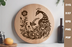 Peacock laser SVG PNG| Floral Cutting Board Product Image 2