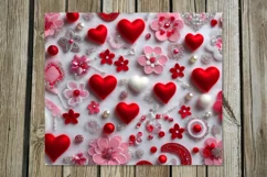 3d red & white Hearts | 4 Skinny tumbler sublimation designs Product Image 2