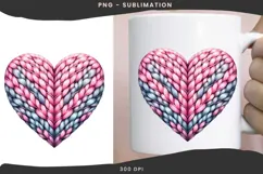 Valentine knitted heart png design for T-shirts Product Image 2