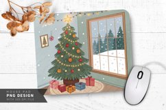 Whimsical Christmas Corner with Glowing Tree Mouse Pad PNG Product Image 1