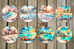 Beach Life | 8 summer Car coaster &amp; key chain designs Product Image 2