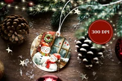 Watercolor Snowman Ornament, Christmas Village Ornament Product Image 2