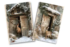 Winter Deer Cottage Junk Journal Pages Product Image 2