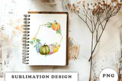 Watercolor Autumn Pumpkins Gold Frame png Product Image 2