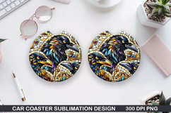 Crows Car Coaster Sublimation| Crows Coaster PNG Design Product Image 1