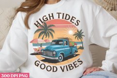 High Tides Good Vibes PNG, Vintage Summer Sublimation PNG Product Image 1