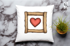 Rustic Wood Frame Heart Illustration Clipart Sublimation PNG Product Image 3