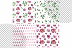 Peonies digital paper. Botanical flower paper pattern Product Image 2