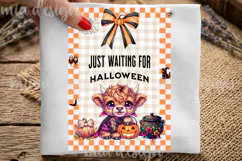 Halloween Highland Cow PNG Waiting for Halloween Sublimation Product Image 1