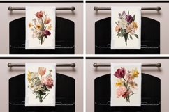 Vintage Flowers Towel Designs, Floral Kitchen Towel PNG Product Image 2
