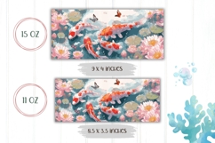 Koi Fish Mug Wrap, Floral Mug Design, Butterfly Mug Product Image 2