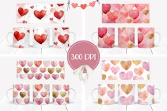 Valentine Coffee Mug Wrap Design, Glitter Hearts Mug Wraps Product Image 2