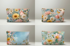 Wildflowers Cosmetic Bag, Floral Cosmetic Bag PNG Product Image 2
