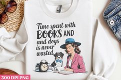 Time Spent With Books PNG, Funny Retro Girl sublimation PN Product Image 3