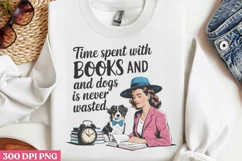 Time Spent With Books PNG, Funny Retro Girl sublimation PN Product Image 3